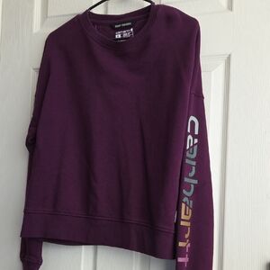 Carhartt Women's Purple Sweatshirt with Logo Sleeve
